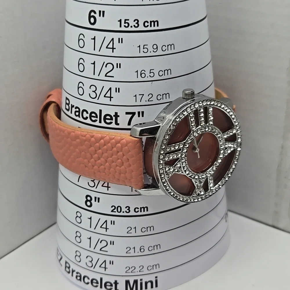 Womens Romilly Silver Tone Pink Crystals Rhinestones Watch New Battery 14015